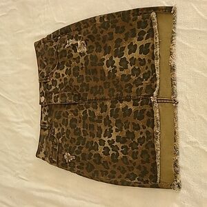 Leopard denim mini skirt